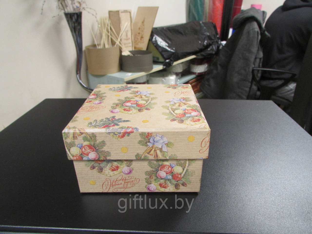 Коробка подарочная 10*10*6 см Елочные корзинки - фото 1 - id-p109806537