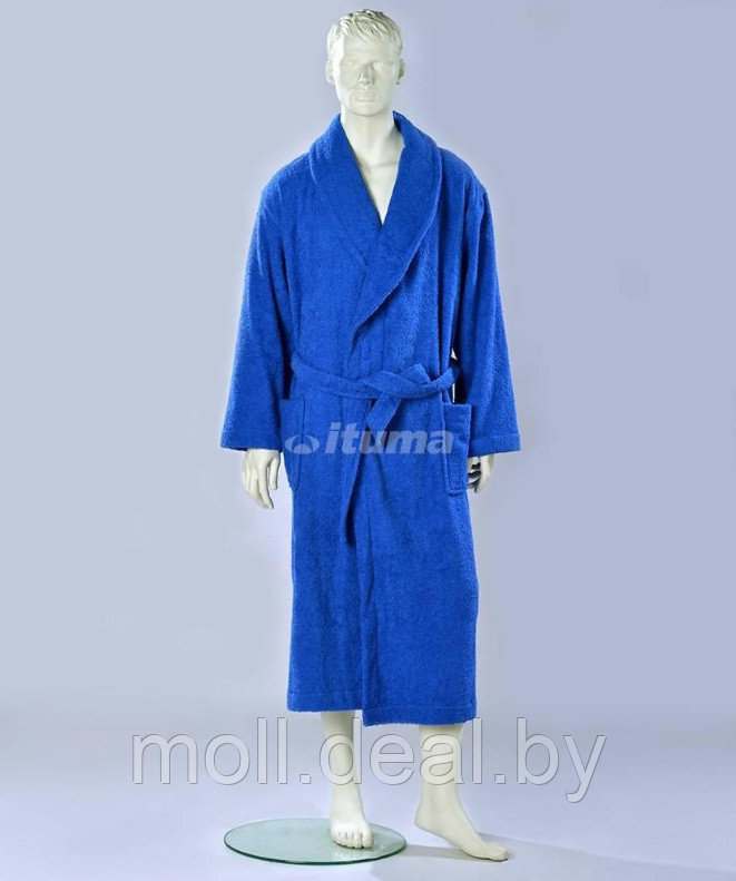 Халат мужской (темно синий) , махровый, полотно 390 г/м2, 56р - фото 1 - id-p109418043