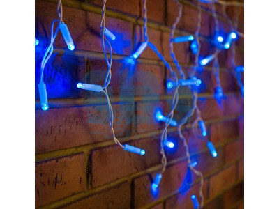 Гирлянда Айсикл (бахрома) светодиодный, 1,8 х 0,5 м, белый провод, 230 В, диоды синие, 48 LED - фото 1 - id-p105598017