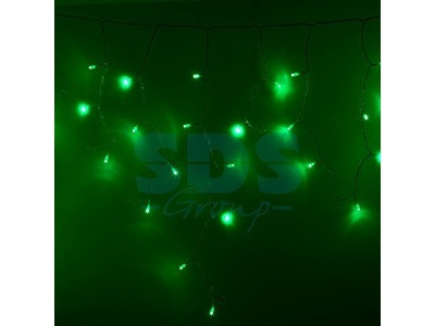 Гирлянда Айсикл (бахрома) светодиодный, 2,4 х 0,6 м, прозрачный провод, 230 В, диоды зелёные, 88 LED - фото 1 - id-p105598031