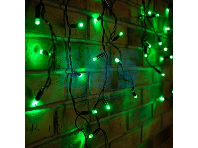Гирлянда Айсикл (бахрома) светодиодный, 2,4 х 0,6 м, черный провод, 230 В, диоды зелёные, 88 LED - фото 1 - id-p105598037
