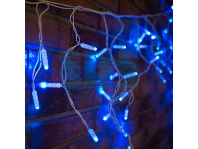 Гирлянда Айсикл (бахрома) светодиодный, 4,8 х 0,6 м, белый провод, 230 В, диоды синие, 152 LED - фото 1 - id-p105598046