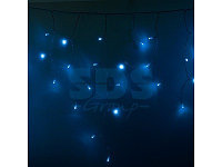 Гирлянда Айсикл (бахрома) светодиодный, 4,8 х 0,6 м, прозрачный провод, 230 В, диоды синие, 176 LED
