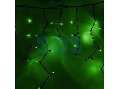Гирлянда Айсикл (бахрома) светодиодный, 4,0 х 0,6 м, черный провод "КАУЧУК", 230 В, диоды зеленые, 128 - фото 1 - id-p105598083