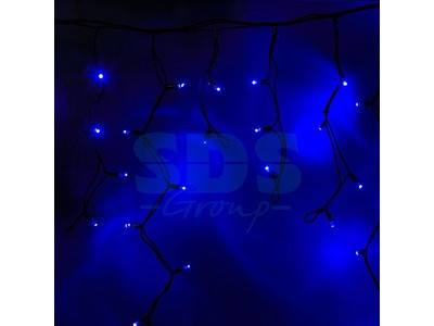 Гирлянда Айсикл (бахрома) светодиодный, 5,6 х 0,9 м, черный провод "КАУЧУК", 230 В, диоды синие, 240 LED - фото 1 - id-p105598107
