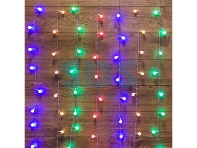Гирлянда "Светодиодный Дождь" 1,5*1,5 м, с насадками шарики, свечение с динамикой, прозрачный провод, 230 - фото 1 - id-p105598126