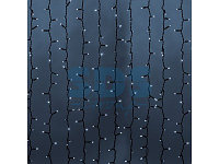 Гирлянда "Светодиодный Дождь" 2х6м, постоянное свечение, черный провод "КАУЧУК", 230 В, диоды БЕЛЫЕ, 1500