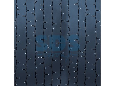 Гирлянда "Светодиодный Дождь" 2х6м, постоянное свечение, черный провод "КАУЧУК", 230 В, диоды БЕЛЫЕ, 1500 - фото 1 - id-p105598274