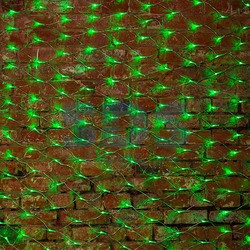 Гирлянда "Сеть" 2х1,5м, свечение с динамикой, прозрачный ПВХ, 288 LED, 230 В, цвет: Зелёный - фото 2 - id-p105598319