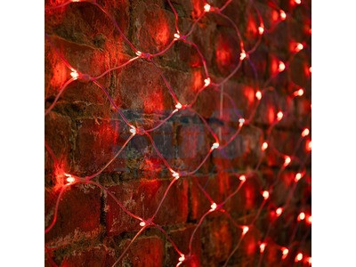 Гирлянда "Сеть" 2х1,5м, свечение с динамикой, прозрачный ПВХ, 288 LED, 230 В, цвет: Красный - фото 1 - id-p105598320