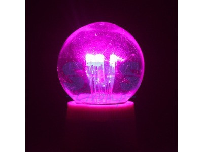 Лампа шар e27 6 LED Ø45мм - розовая, прозрачная колба, эффект лампы накаливания - фото 1 - id-p105598720