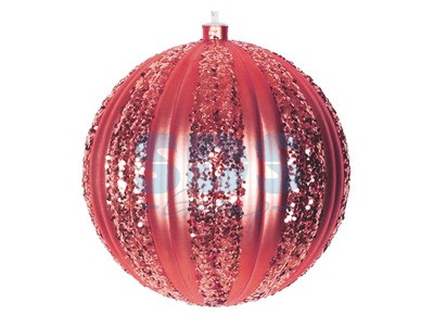 Елочная фигура "Полосатый шар", 20 см, цвет красный - фото 1 - id-p105598831
