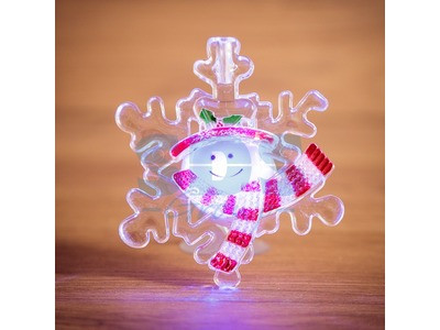 "Снеговик на снежинке" RGB на присоске - фото 1 - id-p105598907