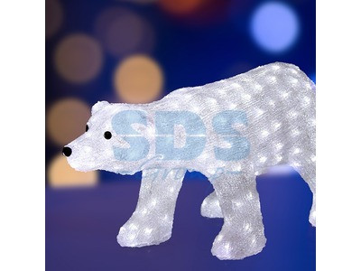 Акриловая светодиодная фигура "Белый медведь",  81х41х45 см,  270 светодиодов белого цвета,  IP 44, понижающий