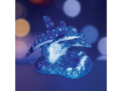 Акриловая светодиодная фигура "Синие дельфины" 65х48х48 см, 136 светодиодов,  IP44 понижающий трансформатор в