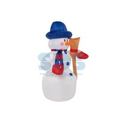 3D фигура надувная "Снеговик с метлой", размер 240 см, внутренняя подсветка 5 LED, компрессор с адаптером - фото 3 - id-p105599235