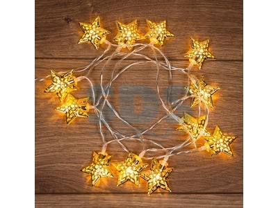 Гирлянда светодиодная на солнечной батарее "Звезды" 12 LED ТЕПЛЫЙ БЕЛЫЙ 1,2 метра - фото 1 - id-p105599461