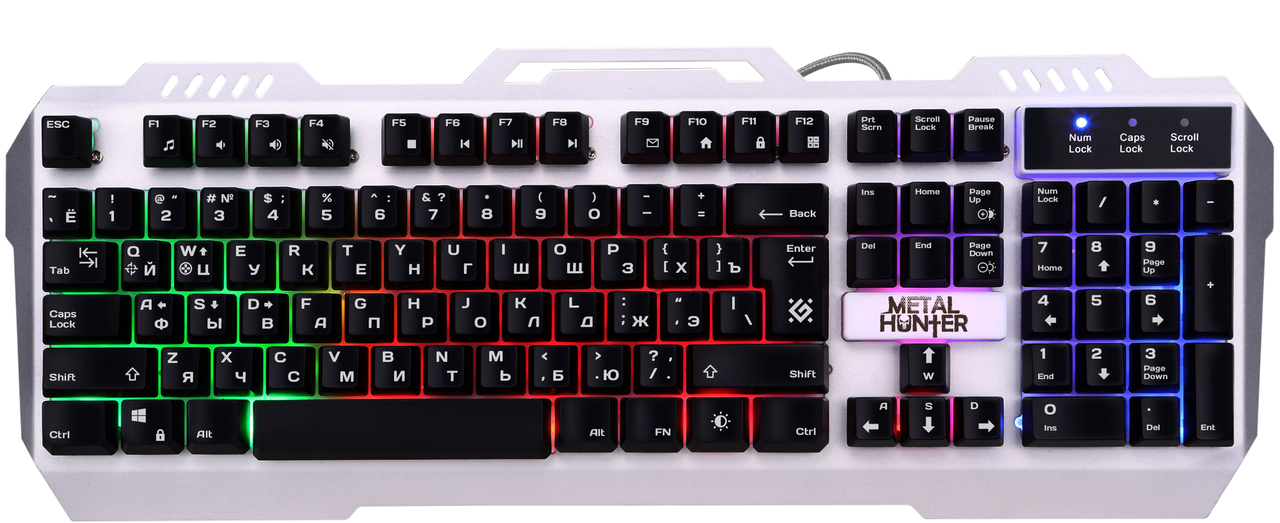 Проводная игровая клавиатура Defender Metal Hunter GK-140L RU,RGB подсветка,19 Anti-Ghost