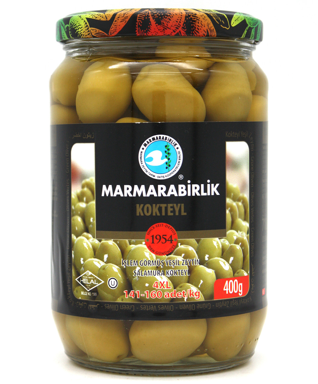 Оливки зеленые Marmarabirlik 4XL, 400 гр.(Турция)