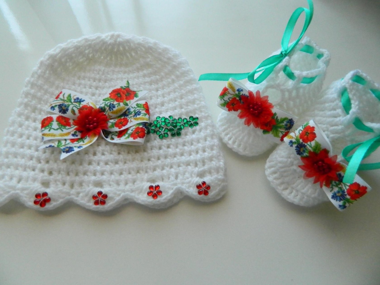 Вязание для новорожденных : шапка и пинетки 10 см. - фото 5 - id-p86537125