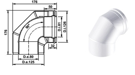 AB 607 (71.BE7.00.12) Коаксиальный отвод 90 80/125 Bosch