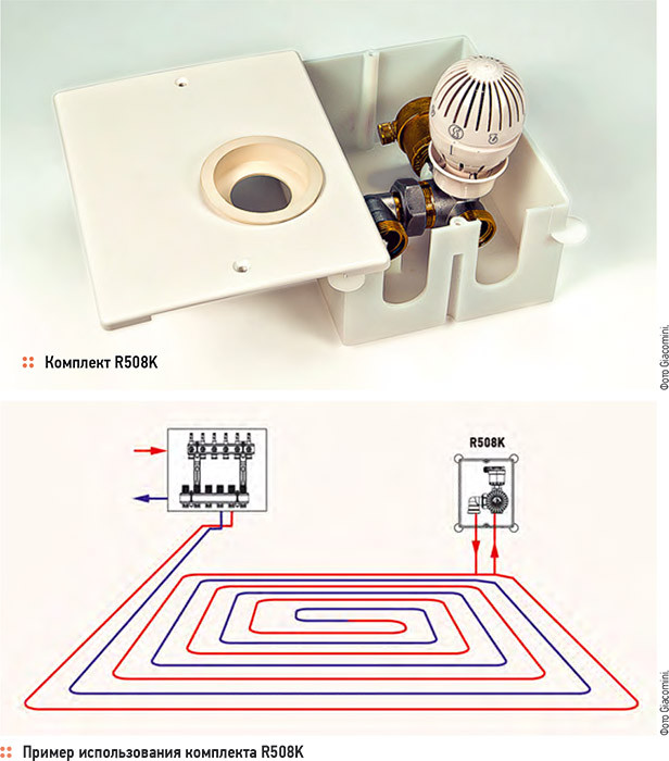 Регулировочный короб Giacomini R508KY001 (Монтажный набор с термостат. вентилем)