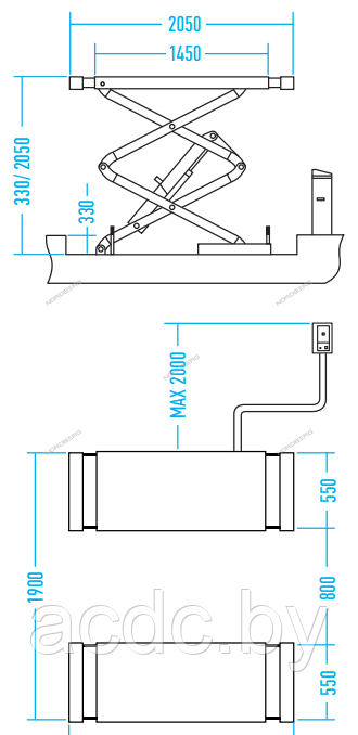 Подъемник ножничный 3,5т, с адаптерами (рейка) для SUV автомобилей NORDBERG N631-3,5 (+SUV) - фото 2 - id-p110126284