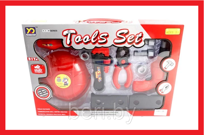 738-1C Детский набор инструментов с каской "Tools set", детская мастерская - фото 1 - id-p110129415