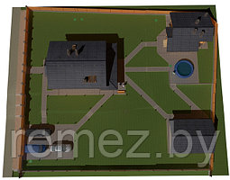 Ограждение земельного участка забором (комплекс застройки дом, баня, гараж и ограждение участка)