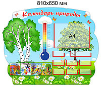 Стенд "Календарь природы" развивающий для группы "Берёзка" 810х650 мм, с комплектом вставок