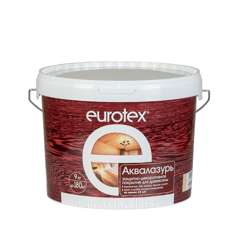 Eurotex аквалазурь пропитка для дерева на водной основе 9 кг, ваниль