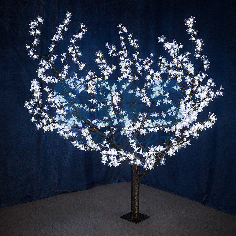 Светодиодное дерево Сакура, высота 1,5м, диаметр кроны 1,8м, белые светодиоды, IP 54, понижающий трансформатор