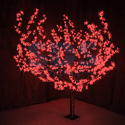Светодиодное дерево Сакура, высота 1,5м, диаметр кроны 1,8м, красные светодиоды, IP 54, понижающий