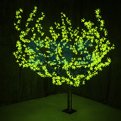 Светодиодное дерево Сакура, высота 1,5м, диаметр кроны 1,8м, зеленые светодиоды, IP 54, понижающий