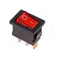 Выключатель клавишный  250V 6А (3с) ON-OFF красный с подсветкой Mini REXANT