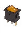 Выключатель клавишный 12V 15А (3с) ON-OFF желтый  с подсветкой  Mini  REXANT