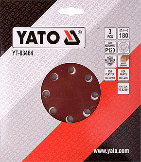 Круг шлифовальный с отверстиями 180мм Р120 (3шт) "Yato"YT-83464, фото 2