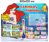 Стенд "Календарь природы" развивающий для группы "Русалочка" 800х650 мм, с комплектом вставок