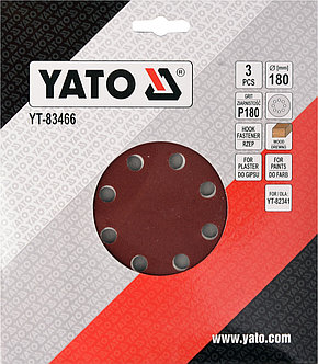 Круг шлифовальный с отверстиями 180мм Р180 (3шт) "Yato"YT-83466, фото 2