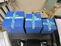 Набор Коробок с бантом "Куб "Однотон"(3шт.)10*10см,13*13см, 15*15см синий