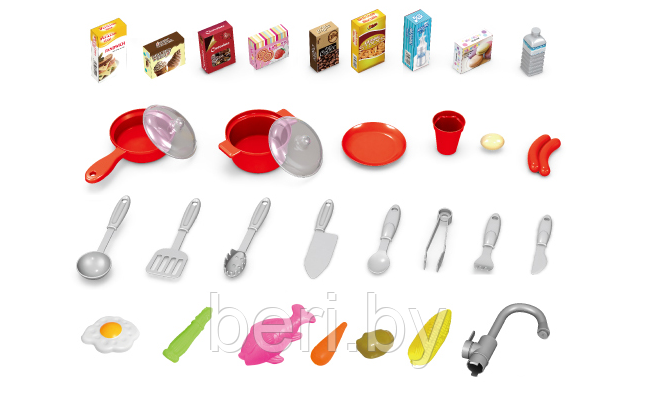 922-101 Детская кухня "Играйка", капучино, вода, свет, звук, 32 аксессуара, 58 предметов, 84 см - фото 5 - id-p110248621