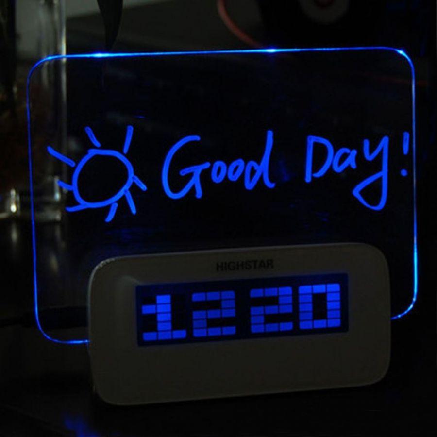 Светодиодные настольные электронные часы будильник с LED-доской для записей и рисунков - фото 4 - id-p110283673