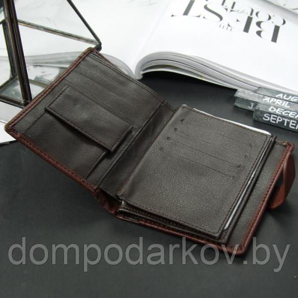 Портмоне мужское 3 в 1 для автодокументов и паспорта, 2 отдела, для карт, для монет, цвет коричневый - фото 6 - id-p110189481