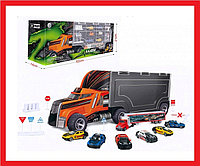 95577-4 Автовоз Fire Set, шестью разноцветными гоночными болидами и фурой, ZhongZe Toys