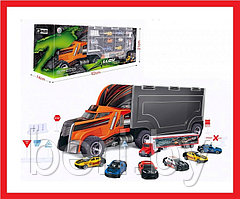 95577-4 Автовоз Fire Set, шестью разноцветными гоночными болидами и фурой, ZhongZe Toys