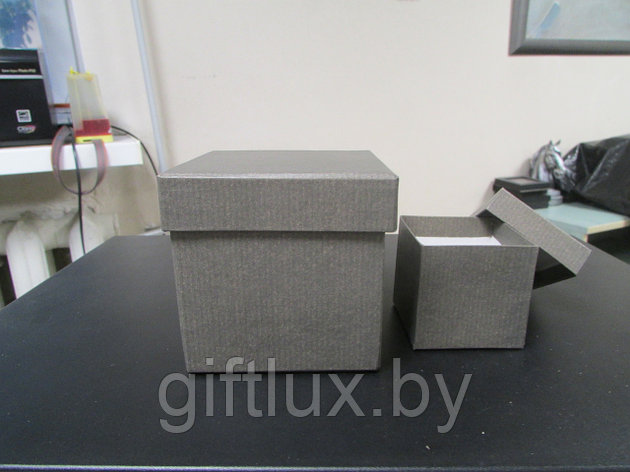 Набор Коробок Кубик "Однотон" (2 шт.) 5*5*5 см, 8*8*8 см графит, фото 2