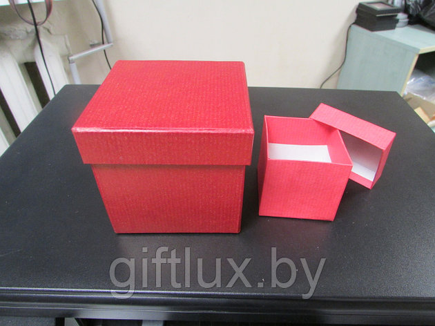 Набор Коробок Кубик "Однотон" (2 шт.) 5*5*5 см, 8*8*8 см красный, фото 2