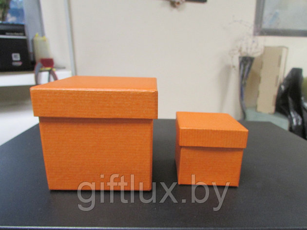 Набор Коробок Кубик "Однотон" (2 шт.) 5*5*5 см, 8*8*8 см оранж, фото 2