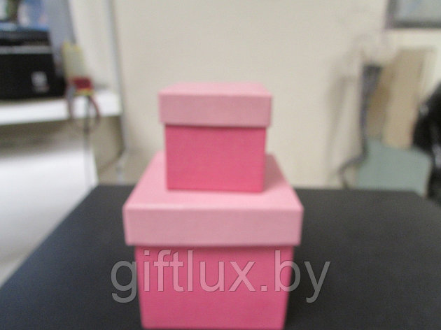Набор Коробок Кубик "Однотон" (2 шт.) 5*5*5 см, 8*8*8 см азалия, фото 2