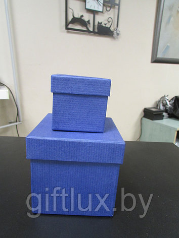 Набор Коробок Кубик "Однотон" (2 шт.) 5*5*5 см, 8*8*8 см синий, фото 2